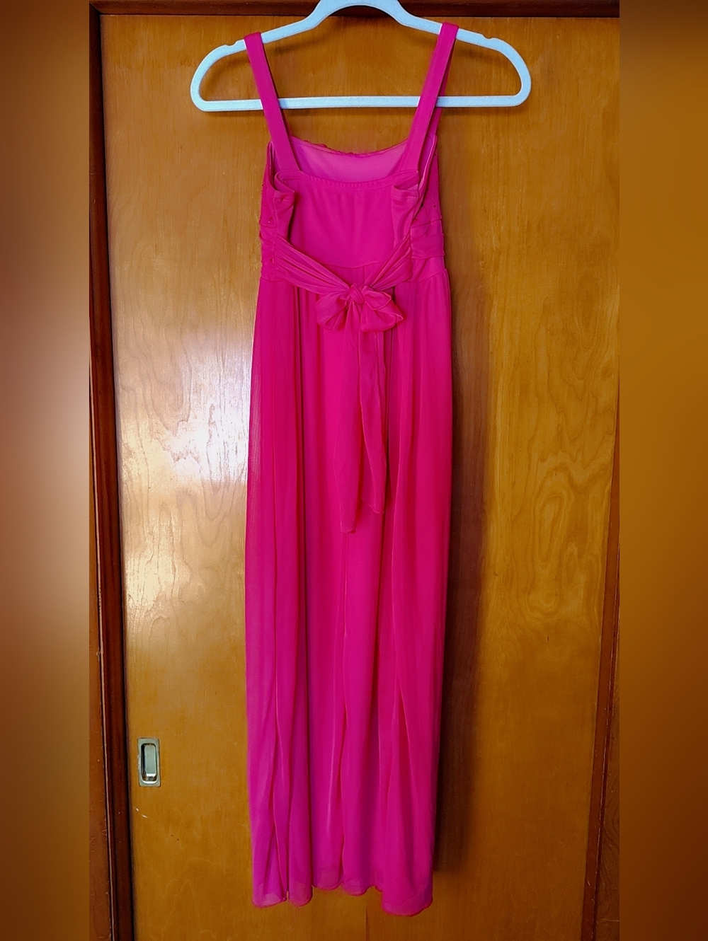 Ruby Rox Hot Pink Chiffon Prom Evening Gown With Rhinestone Accent - Picture 7 of 7